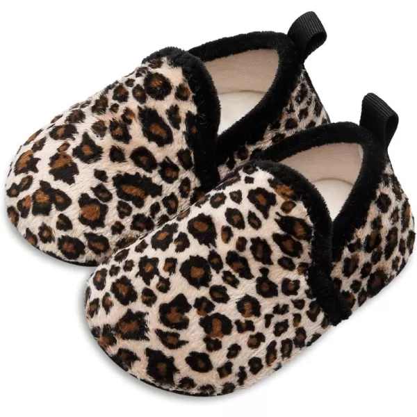 LRUN Toddler Boys Girls House Slippers Indoor Home Shoes Warm Slipper Socks for Kids Baby Soft Winter Warm Walking ShoesAleopard