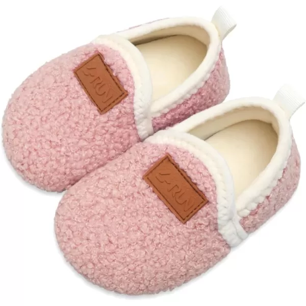 LRUN Toddler Boys Girls House Slippers Indoor Home Shoes Warm Slipper Socks for Kids Baby Soft Winter Warm Walking ShoesApink