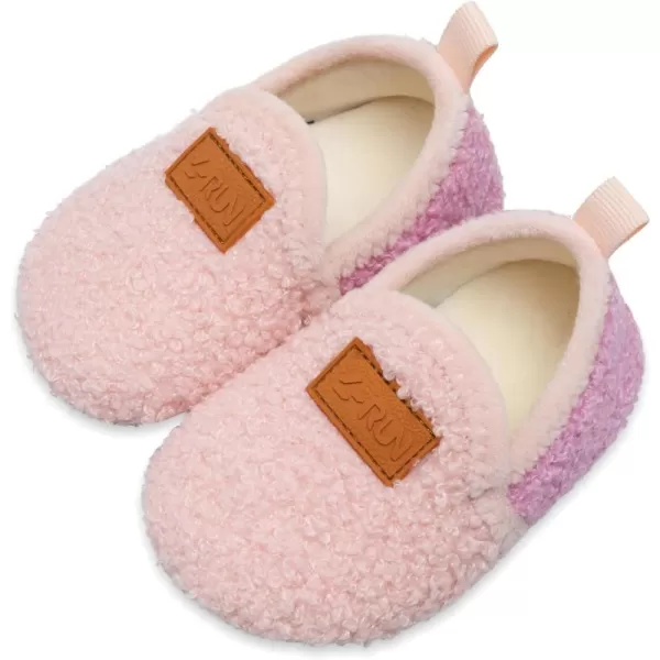 LRUN Toddler Boys Girls House Slippers Indoor Home Shoes Warm Slipper Socks for Kids Baby Soft Winter Warm Walking ShoesApink Purple