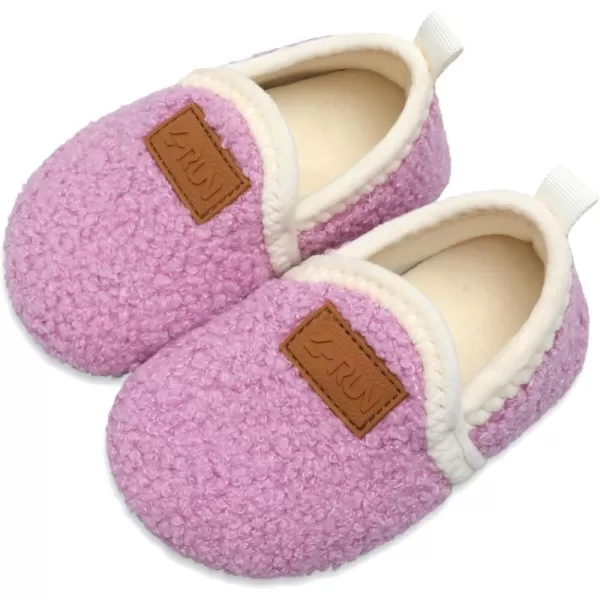 LRUN Toddler Boys Girls House Slippers Indoor Home Shoes Warm Slipper Socks for Kids Baby Soft Winter Warm Walking ShoesApurple