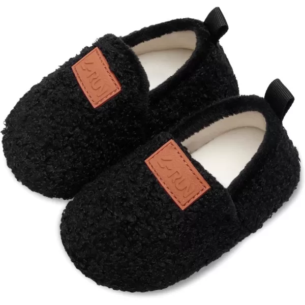 LRUN Toddler Boys Girls House Slippers Indoor Home Shoes Warm Slipper Socks for Kids Baby Soft Winter Warm Walking ShoesBblack