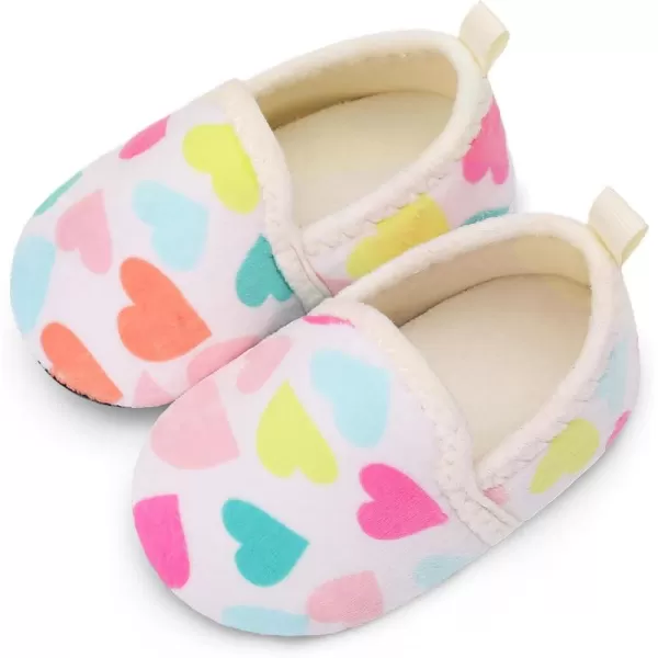 LRUN Toddler Boys Girls House Slippers Indoor Home Shoes Warm Slipper Socks for Kids Baby Soft Winter Warm Walking ShoesBeige Heart