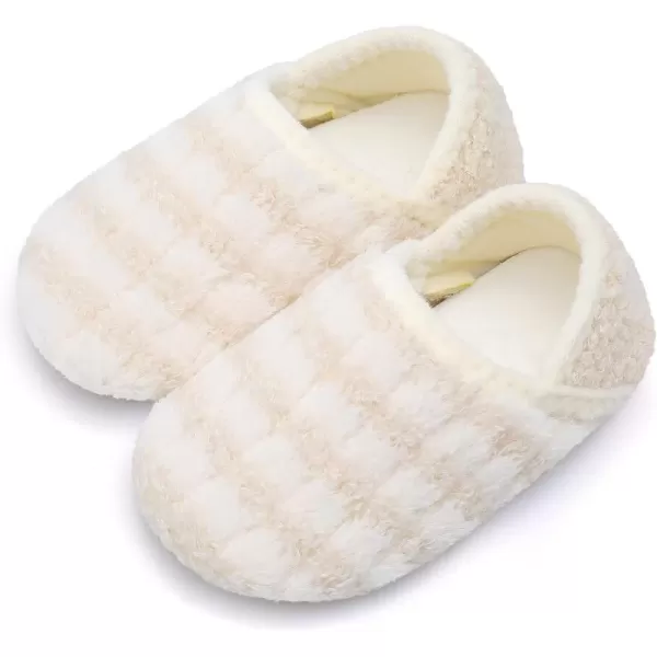 LRUN Toddler Boys Girls House Slippers Indoor Home Shoes Warm Slipper Socks for Kids Baby Soft Winter Warm Walking ShoesBeige Stripe