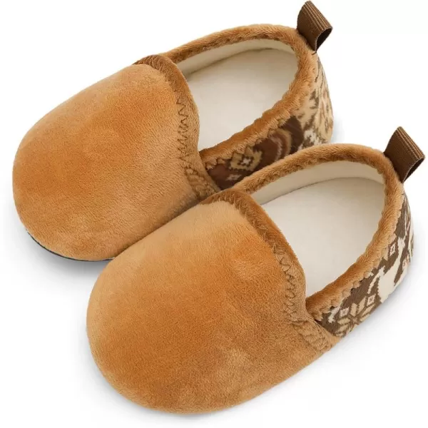 LRUN Toddler Boys Girls House Slippers Indoor Home Shoes Warm Slipper Socks for Kids Baby Soft Winter Warm Walking ShoesBrown Retro