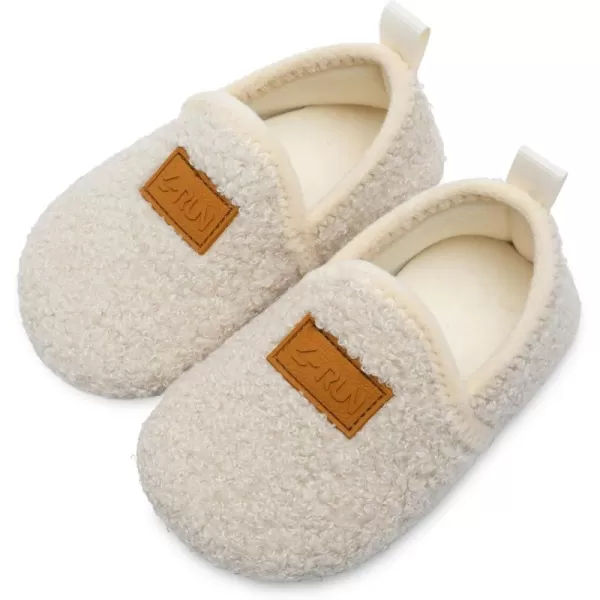 LRUN Toddler Boys Girls House Slippers Indoor Home Shoes Warm Slipper Socks for Kids Baby Soft Winter Warm Walking ShoesLbeige