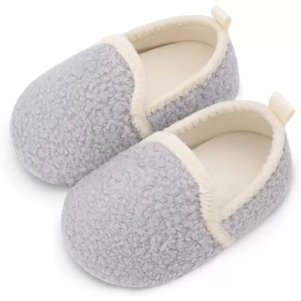 LRUN Toddler Boys Girls House Slippers Indoor Home Shoes Warm Slipper Socks for Kids Baby Soft Winter Warm Walking ShoesLight Grey