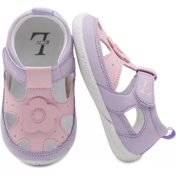 LRUN Toddler Mary Jane Shoes Girls Casual Barefoot Sandals Breathable Princess Dress Flats NonSlip Rubber Sole Infant First Walker Shoes for Outdoor IndoorPink Purple