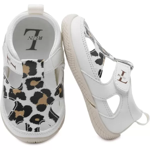 LRUN Toddler Mary Jane Shoes Girls Casual Barefoot Sandals Breathable Princess Dress Flats NonSlip Rubber Sole Infant First Walker Shoes for Outdoor IndoorLeopard