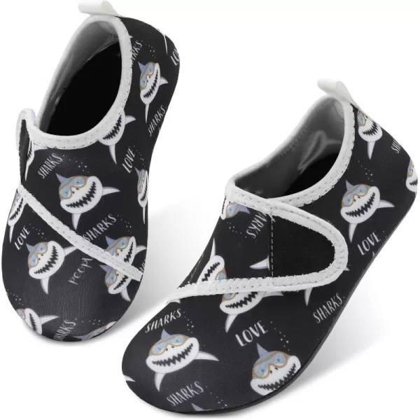 LRUN Toddler Water Shoes Barefoot Aqua Socks Kids Swim Shoes for Beach Pool Surfing YogaBlack Shark