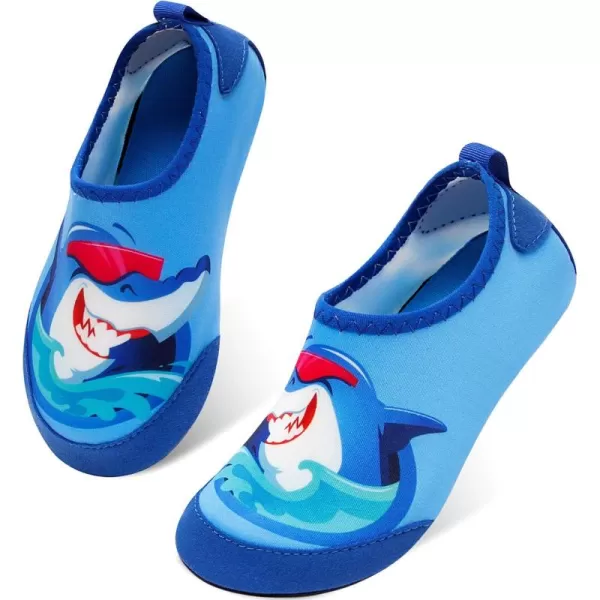LRUN Toddler Water Shoes Barefoot Aqua Socks Kids Swim Shoes for Beach Pool Surfing YogaBlue Shark