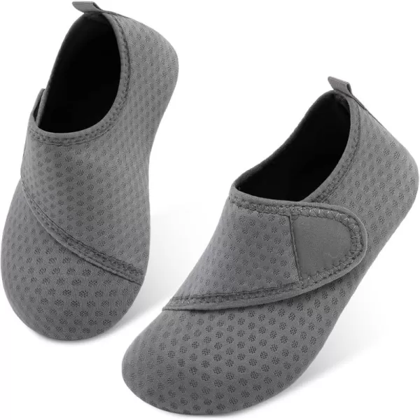LRUN Toddler Water Shoes Barefoot Aqua Socks Kids Swim Shoes for Beach Pool Surfing YogaDark Grey