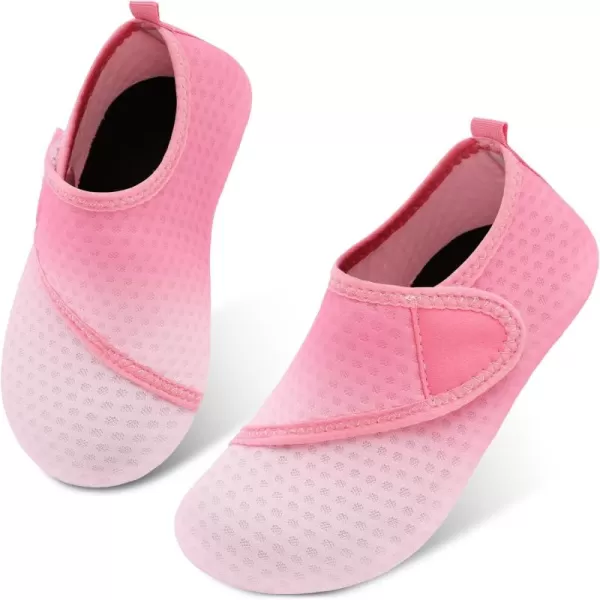 LRUN Toddler Water Shoes Barefoot Aqua Socks Kids Swim Shoes for Beach Pool Surfing YogaPink Gradient