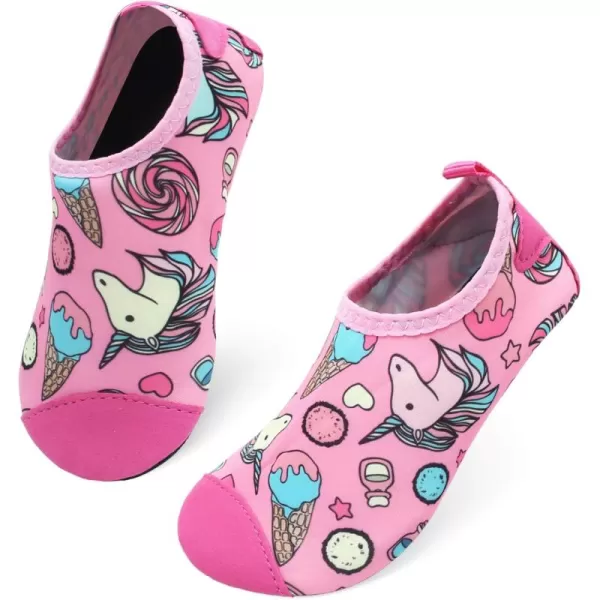 LRUN Toddler Water Shoes Barefoot Aqua Socks Kids Swim Shoes for Beach Pool Surfing YogaPink Horse