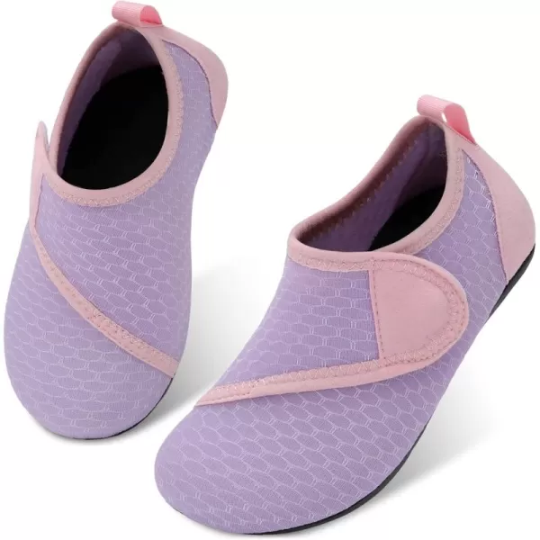 LRUN Toddler Water Shoes Barefoot Aqua Socks Kids Swim Shoes for Beach Pool Surfing YogaPurplenew