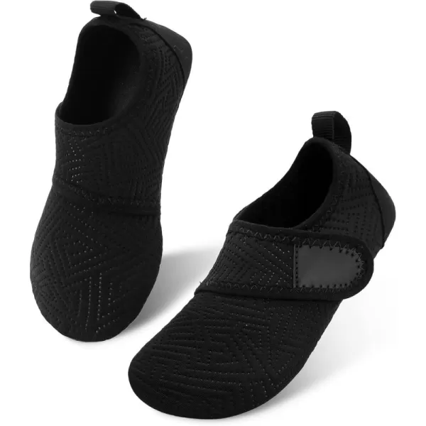 LRUN Toddler Water Shoes Barefoot Aqua Socks Kids Swim Shoes for Beach Pool Surfing YogaStrip Black