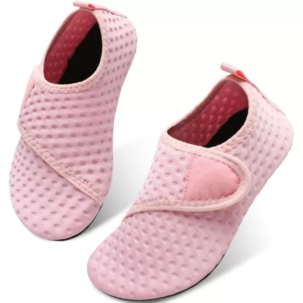 LRUN Toddler Water Shoes Barefoot Aqua Socks Kids Swim Shoes for Beach Pool Surfing YogaStrip Pink