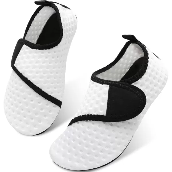 LRUN Toddler Water Shoes Barefoot Aqua Socks Kids Swim Shoes for Beach Pool Surfing YogaStrip White