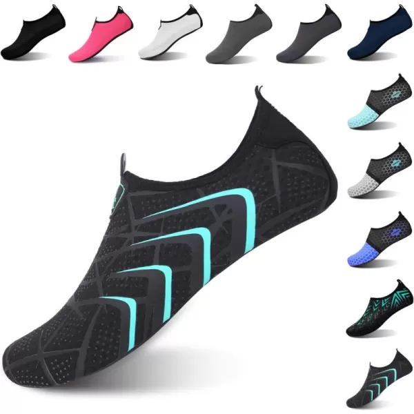 LRUN Women Water Shoes Mens Barefoot Skin Aqua Socks for Run Dive Surf Swim Beach Yoga Quick DryingAline Black Blue