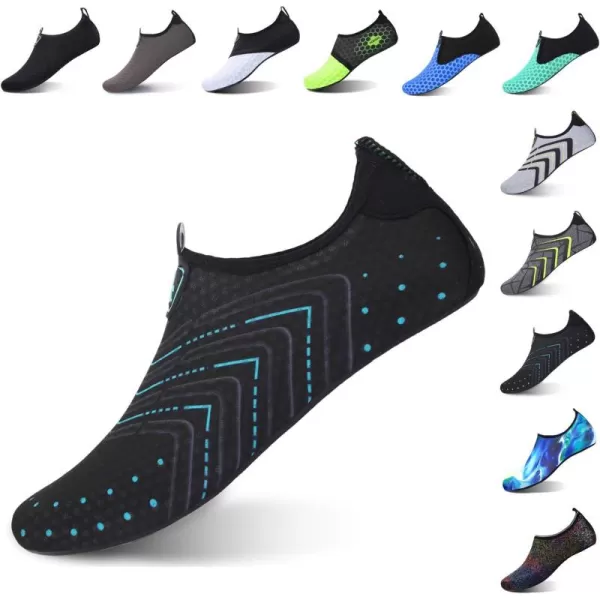 LRUN Women Water Shoes Mens Barefoot Skin Aqua Socks for Run Dive Surf Swim Beach Yoga Quick DryingBblack Blue Dot