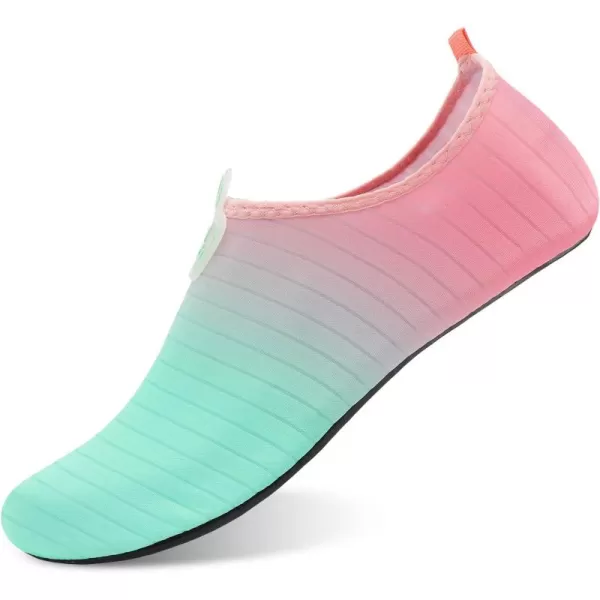 LRUN Women Water Shoes Mens Barefoot Skin Aqua Socks for Run Dive Surf Swim Beach Yoga Quick DryingG Green Pink