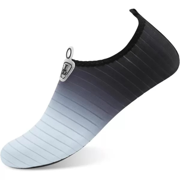 LRUN Women Water Shoes Mens Barefoot Skin Aqua Socks for Run Dive Surf Swim Beach Yoga Quick DryingG Grey Black