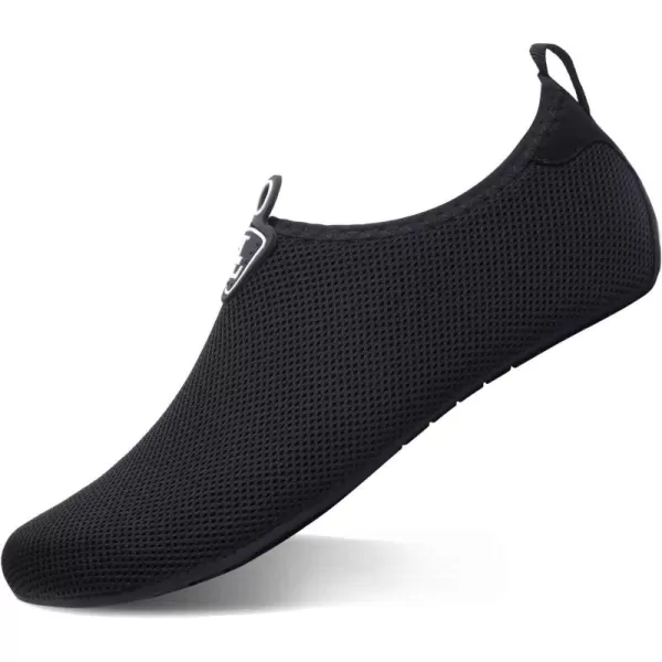 LRUN Women Water Shoes Mens Barefoot Skin Aqua Socks for Run Dive Surf Swim Beach Yoga Quick DryingMeshblack