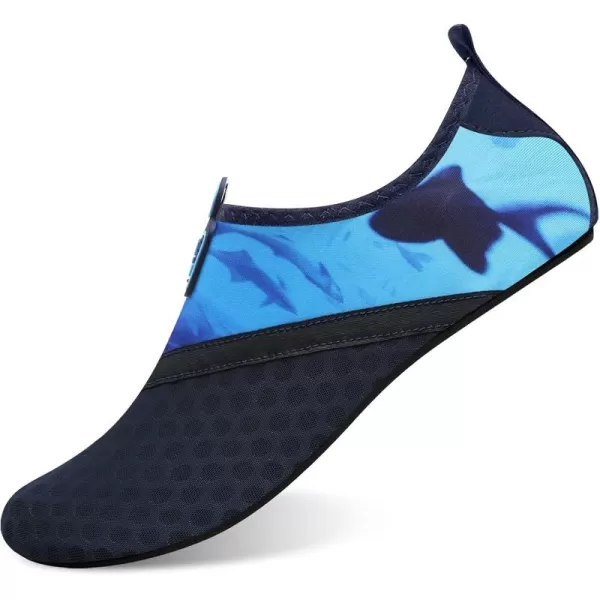 LRUN Women Water Shoes Mens Barefoot Skin Aqua Socks for Run Dive Surf Swim Beach Yoga Quick DryingNavy Pattern