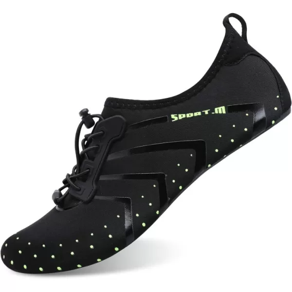 LRUN Women Water Shoes Mens Barefoot Skin Aqua Socks for Run Dive Surf Swim Beach Yoga Quick DryingStrip Black Dot