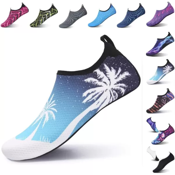 LRUN Women Water Shoes Mens Barefoot Skin Aqua Socks for Run Dive Surf Swim Beach Yoga Quick DryingWhite Blue