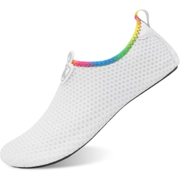 LRUN Women Water Shoes Mens Barefoot Skin Aqua Socks for Run Dive Surf Swim Beach Yoga Quick DryingWhite Holes