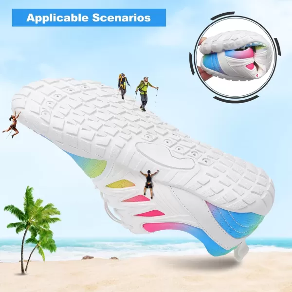 LRUN Barefoot Water Shoes Women Mens Aqua Sock Athletic Hiking Water Sports Shoes for Swim Beach Pool Sand Diving WalkingAwhite Color