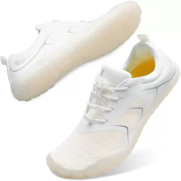 LRUN Barefoot Water Shoes Women Mens Aqua Sock Athletic Hiking Water Sports Shoes for Swim Beach Pool Sand Diving WalkingDwhite