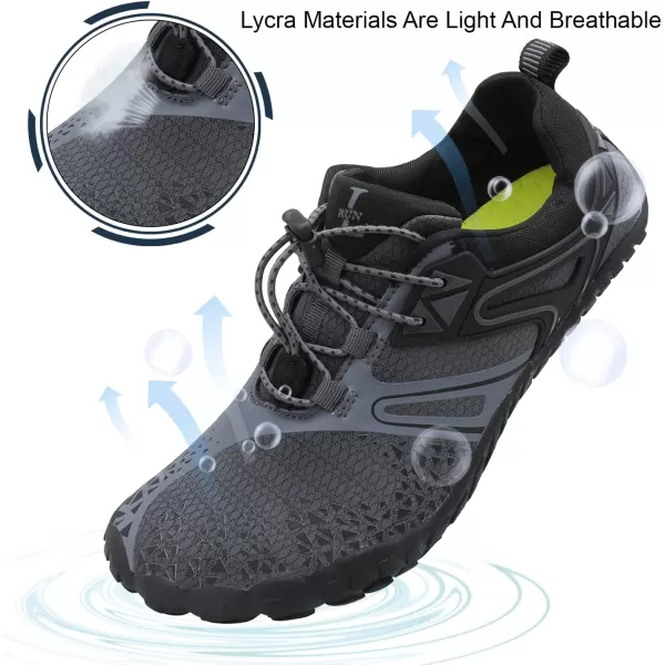 LRUN Barefoot Water Shoes Women Mens Aqua Sock Athletic Hiking Water Sports Shoes for Swim Beach Pool Sand Diving WalkingGgrey