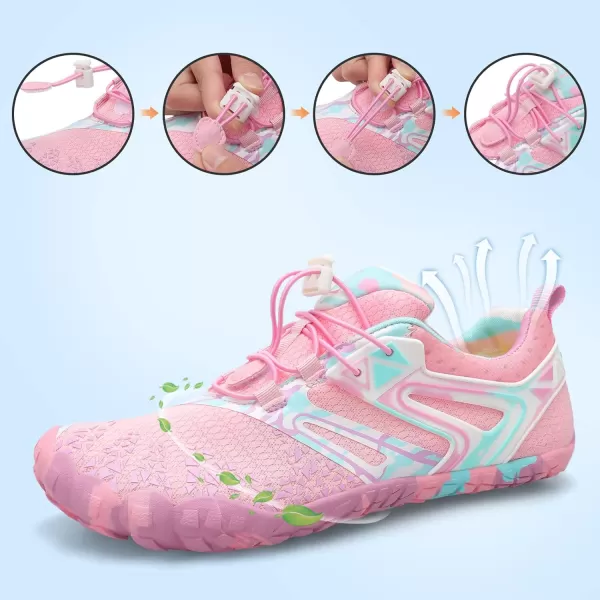 LRUN Barefoot Water Shoes Women Mens Aqua Sock Athletic Hiking Water Sports Shoes for Swim Beach Pool Sand Diving WalkingGpink