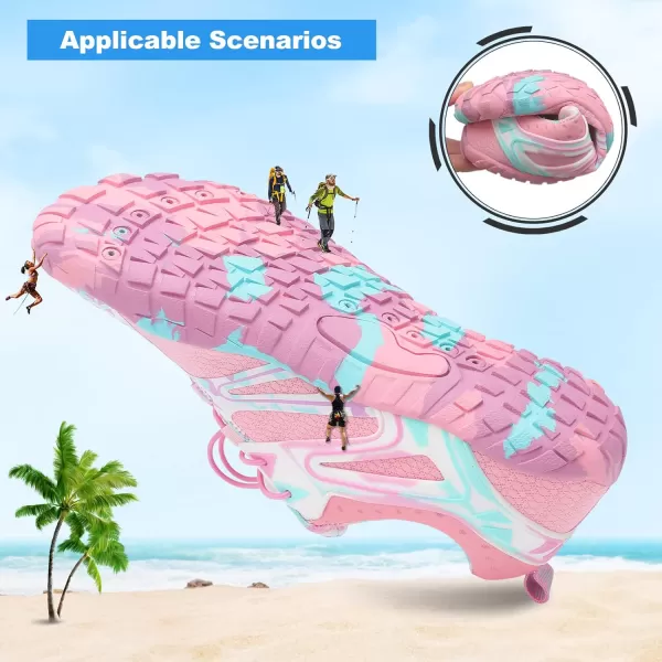 LRUN Barefoot Water Shoes Women Mens Aqua Sock Athletic Hiking Water Sports Shoes for Swim Beach Pool Sand Diving WalkingGpink