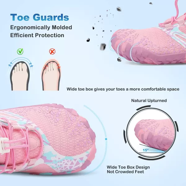 LRUN Barefoot Water Shoes Women Mens Aqua Sock Athletic Hiking Water Sports Shoes for Swim Beach Pool Sand Diving WalkingGpink