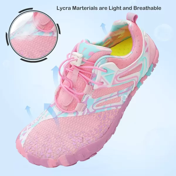 LRUN Barefoot Water Shoes Women Mens Aqua Sock Athletic Hiking Water Sports Shoes for Swim Beach Pool Sand Diving WalkingGpink
