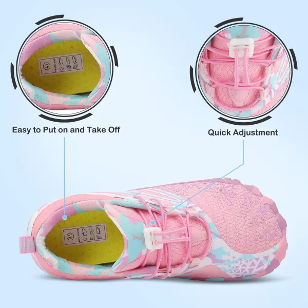 LRUN Barefoot Water Shoes Women Mens Aqua Sock Athletic Hiking Water Sports Shoes for Swim Beach Pool Sand Diving WalkingGpink