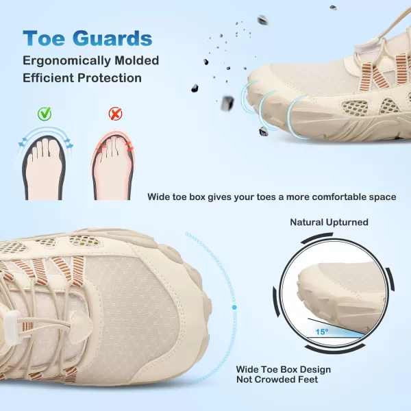 LRUN Barefoot Water Shoes Women Mens Aqua Sock Athletic Hiking Water Sports Shoes for Swim Beach Pool Sand Diving WalkingNbeige