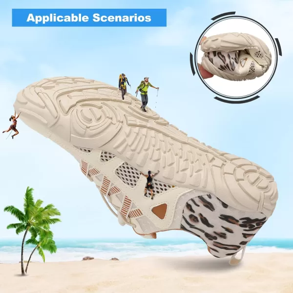 LRUN Barefoot Water Shoes Women Mens Aqua Sock Athletic Hiking Water Sports Shoes for Swim Beach Pool Sand Diving WalkingNbeige