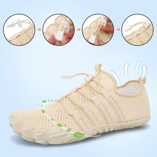 LRUN Barefoot Water Shoes Women Mens Aqua Sock Athletic Hiking Water Sports Shoes for Swim Beach Pool Sand Diving WalkingObeige