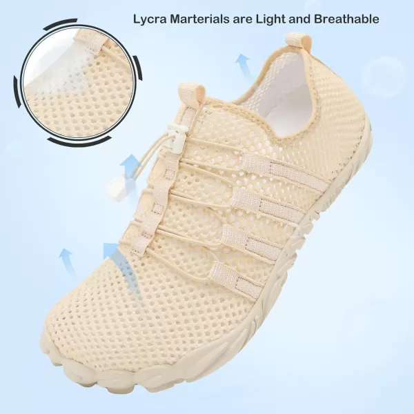 LRUN Barefoot Water Shoes Women Mens Aqua Sock Athletic Hiking Water Sports Shoes for Swim Beach Pool Sand Diving WalkingObeige