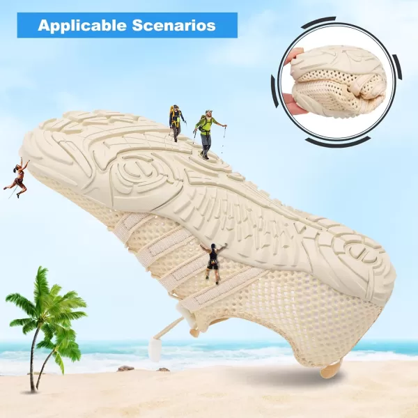 LRUN Barefoot Water Shoes Women Mens Aqua Sock Athletic Hiking Water Sports Shoes for Swim Beach Pool Sand Diving WalkingObeige
