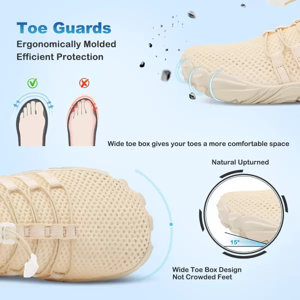 LRUN Barefoot Water Shoes Women Mens Aqua Sock Athletic Hiking Water Sports Shoes for Swim Beach Pool Sand Diving WalkingObeige