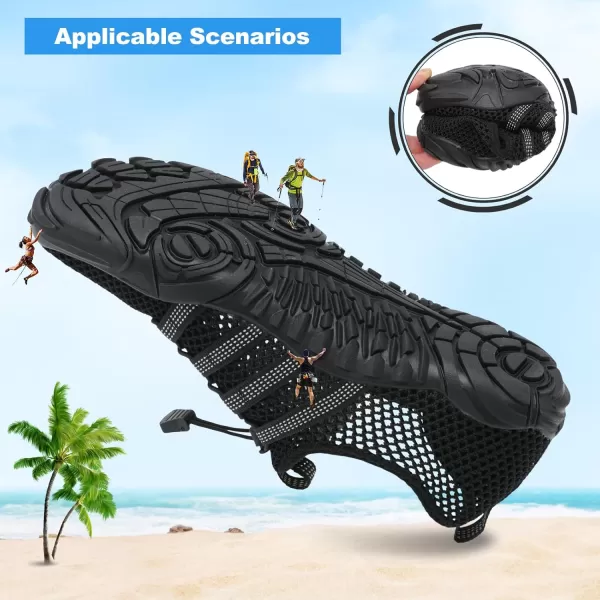 LRUN Barefoot Water Shoes Women Mens Aqua Sock Athletic Hiking Water Sports Shoes for Swim Beach Pool Sand Diving WalkingOblack
