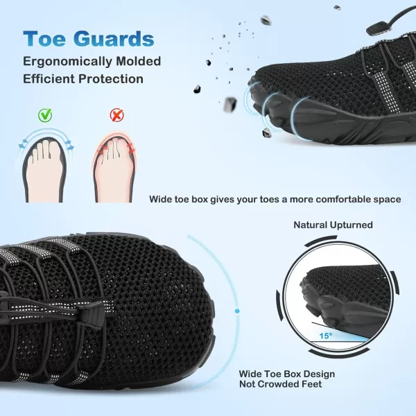 LRUN Barefoot Water Shoes Women Mens Aqua Sock Athletic Hiking Water Sports Shoes for Swim Beach Pool Sand Diving WalkingOblack