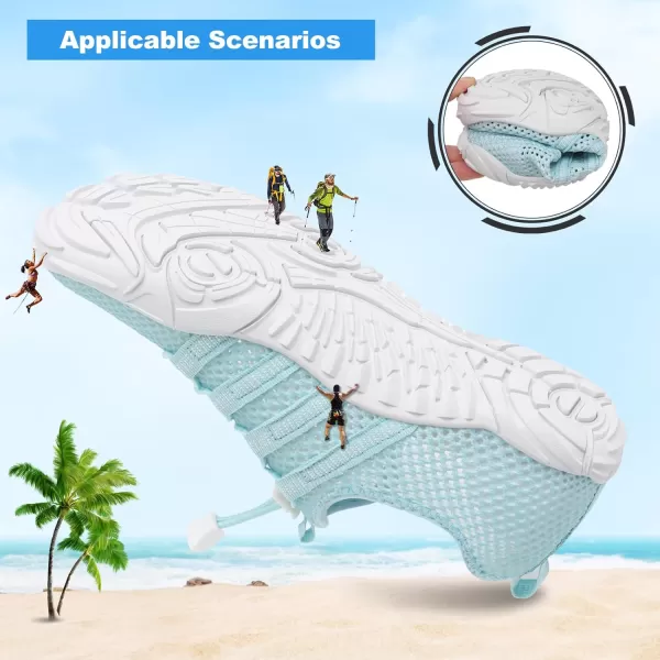 LRUN Barefoot Water Shoes Women Mens Aqua Sock Athletic Hiking Water Sports Shoes for Swim Beach Pool Sand Diving WalkingOlight Blue