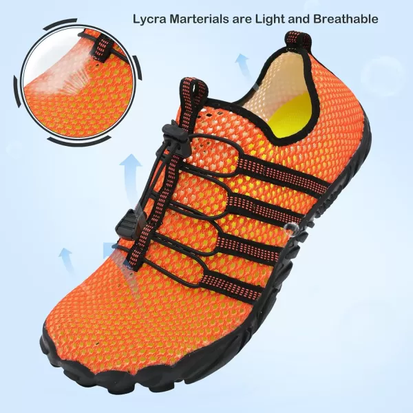 LRUN Barefoot Water Shoes Women Mens Aqua Sock Athletic Hiking Water Sports Shoes for Swim Beach Pool Sand Diving WalkingOorange