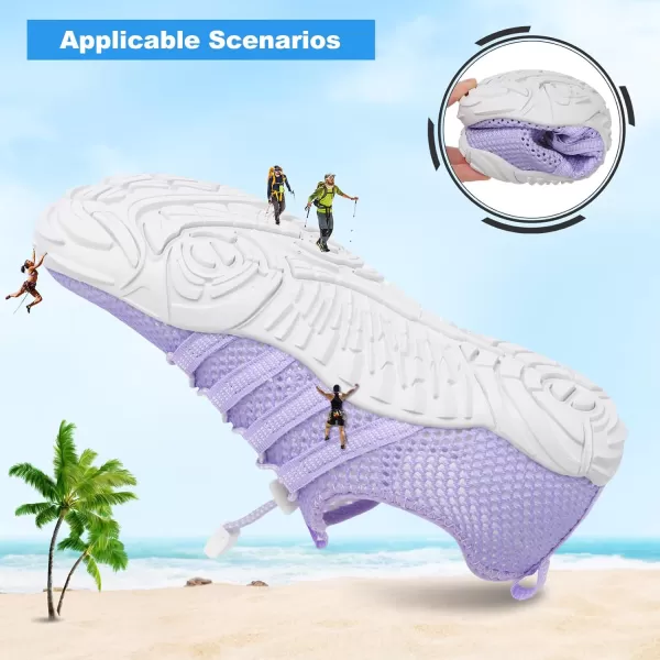 LRUN Barefoot Water Shoes Women Mens Aqua Sock Athletic Hiking Water Sports Shoes for Swim Beach Pool Sand Diving WalkingOpurple