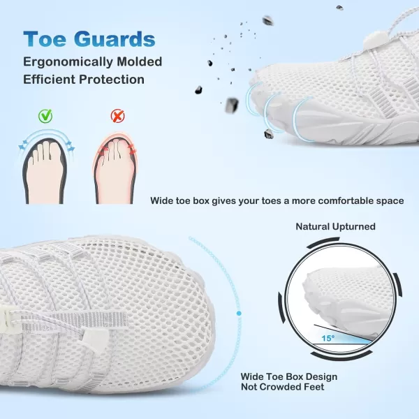 LRUN Barefoot Water Shoes Women Mens Aqua Sock Athletic Hiking Water Sports Shoes for Swim Beach Pool Sand Diving WalkingOwhite